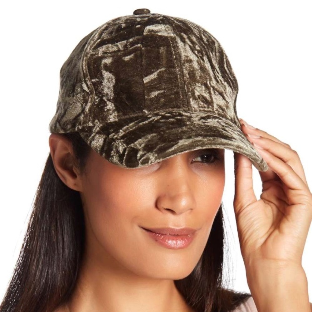 BCBG Lace Up Velvet Baseball Hat